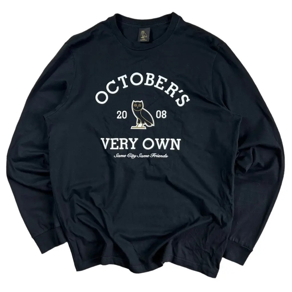 OVO Octobers Very Own Colligate Cotton Black Long Sleeve Shirt Men’s Size Medium